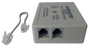 Front view of the ADSL central splitter, showing its sealed casing and cable entry points. Front view of the ADSL central splitter, showing its sealed casing and cable entry points.