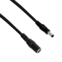 Side angle view of the DC power plug adaptor cable, showing the 2.1mm female socket and the 2.5mm male plug.