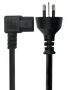 Top-down view of the 2m power cord, showcasing the left-hand right-angle IEC-C13 connector and the standard Australian mains plug. Top-down view of the 2m power cord, showcasing the left-hand right-angle IEC-C13 connector and the standard Australian mains plug.