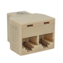A side view of the rear of the RJ12 coupler, showing the two parallel sockets.