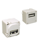 A side view of two white USB-A keystone couplers, showing the female ports on both ends. A side view of two white USB-A keystone couplers, showing the female ports on both ends.