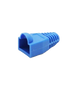 A detailed side profile of a blue 6mm snagless RJ45 cable boot, showing its robust design. A detailed side profile of a blue 6mm snagless RJ45 cable boot, showing its robust design.