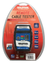LAN cable tester displayed in its retail packaging.