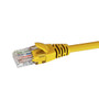 Close-up profile of the RJ45 connector and Yellow jacket on a 2.5m Datamaster Cat6 U/UTP patch cable.