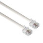 A side angle view of the 15-metre ivory 6-conductor line cord, showing the RJ12 plugs at each end. A side angle view of the 15-metre ivory 6-conductor line cord, showing the RJ12 plugs at each end.