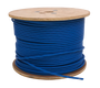 The 305m wooden reel of blue Datamaster® Cat6a U/UTP Solid LSZH network cable, ready for installation.