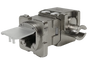 A side view of the shielded Cat6a keystone jack in its open position, showing the full view of jack. A side view of the shielded Cat6a keystone jack in its open position, showing the full view of jack.