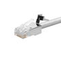 A side view of the Quick-Term Cat6a plug with a cable inserted after crimping. A side view of the Quick-Term Cat6a plug with a cable inserted after crimping.