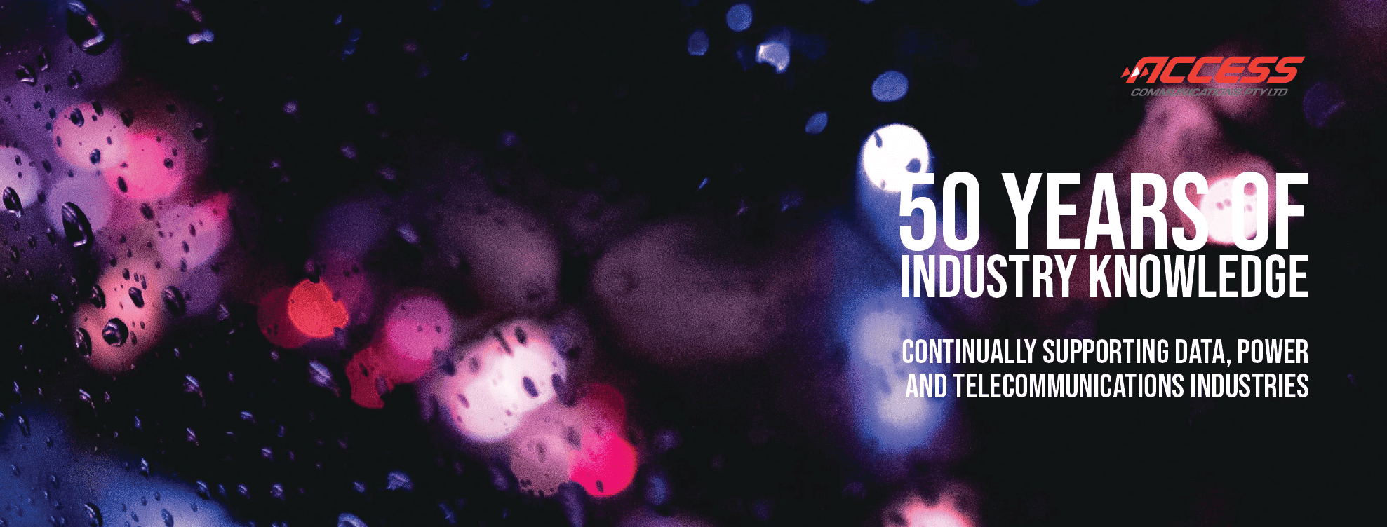 Banner Celebrating 50 years of industry expertise in supporting data, power, and telecommunications sectors