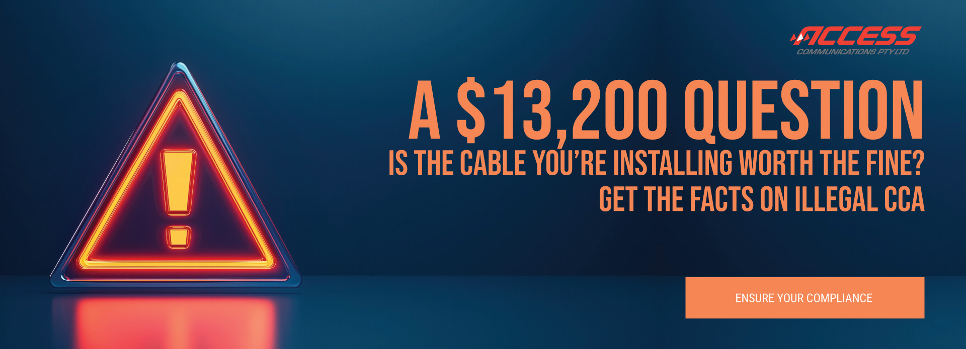 ACMA compliance warning about illegal CCA ethernet cable. Avoid fines and fire risks with approved solid copper cabling.