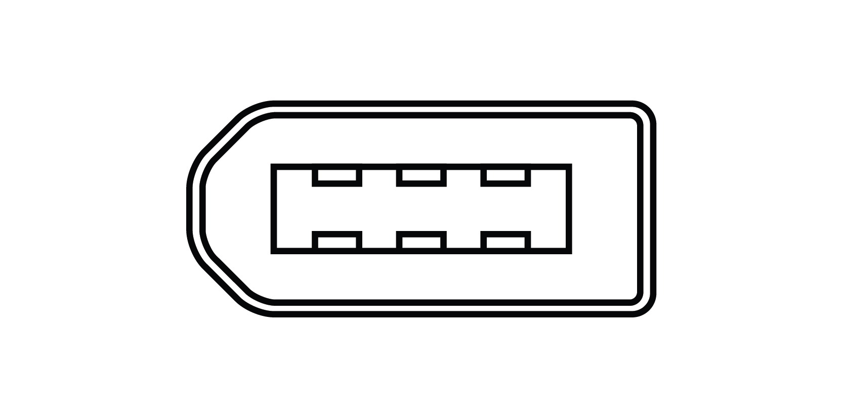 Front view of 6-pin Firewire socket