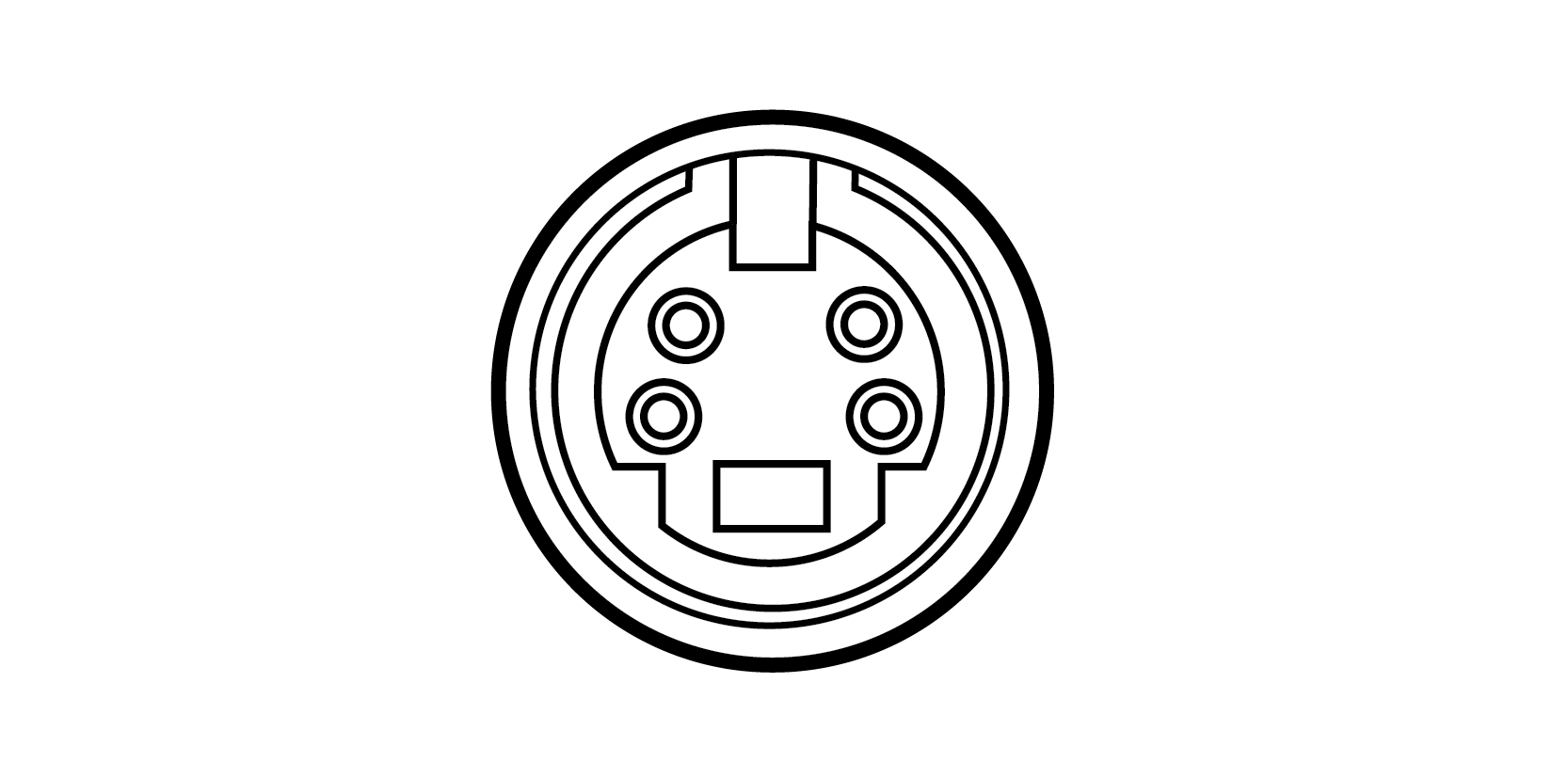 Front view of 4-pin Mini DIN S-Video socket