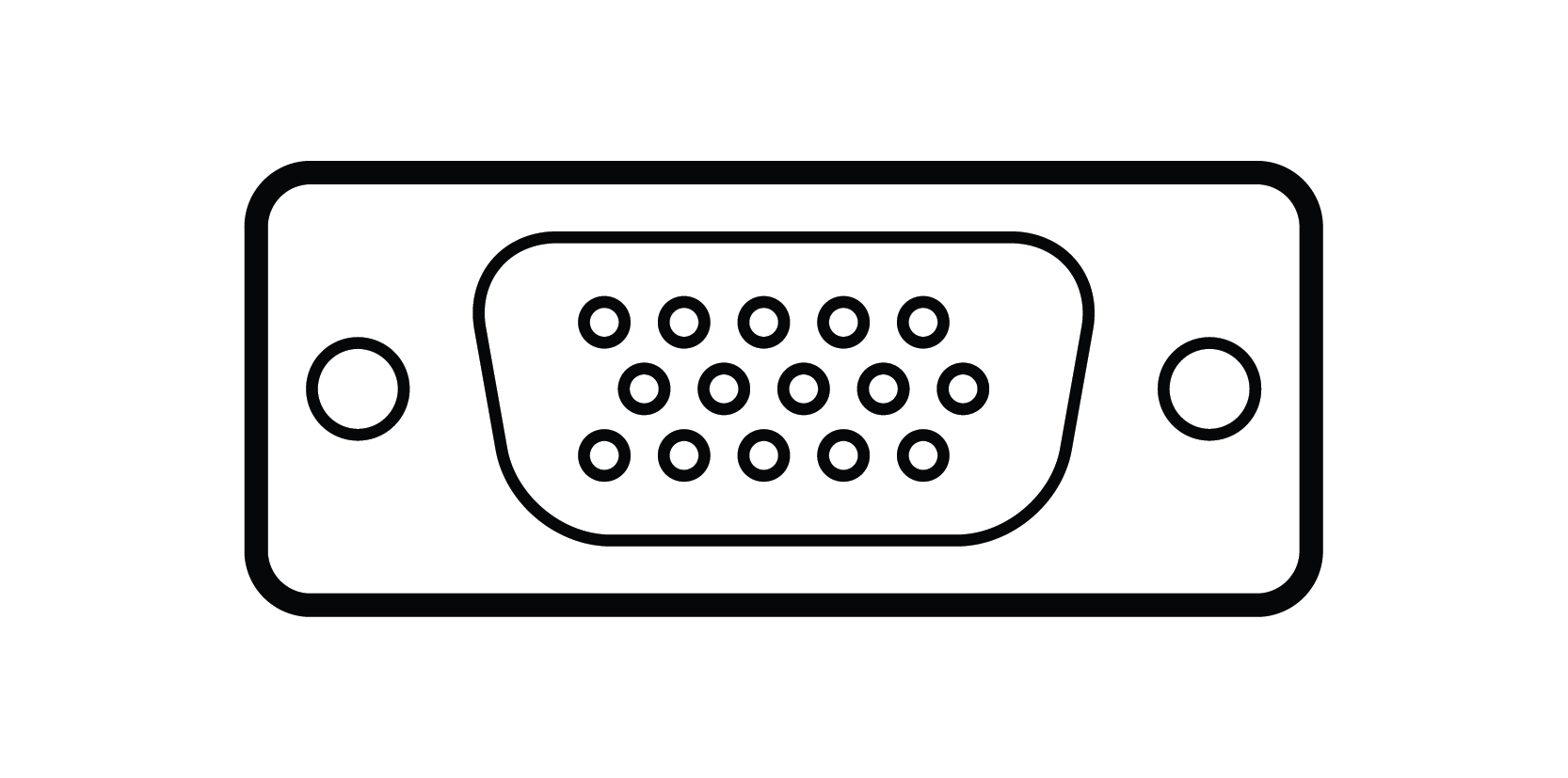 Front view of VGA DE-15 socket