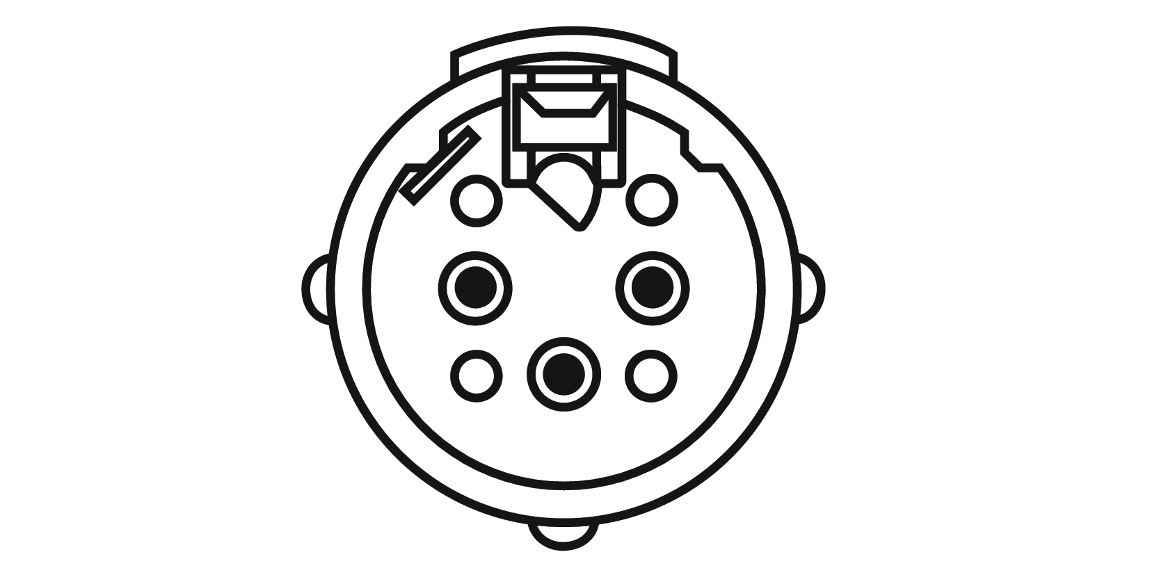 Front view of XLR male connector