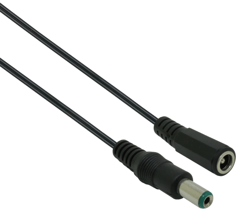 Side angled view of the dual-conversion power cable, showing the 2.5mm female socket and the 2.1mm male plug.