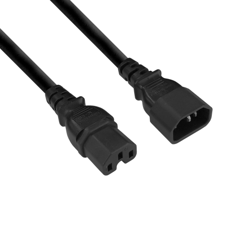 K3742-010 1m black IEC-C14 male to IEC-C15 female high-temperature power cord for servers and UPS.