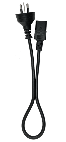 A coiled top-down view of the versatile 1.5m black IEC-C13 computer power cable.