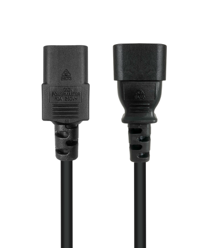 Top front view of the 0.5m power jumper cable with both IEC-C13 and IEC-C14 ends visible.