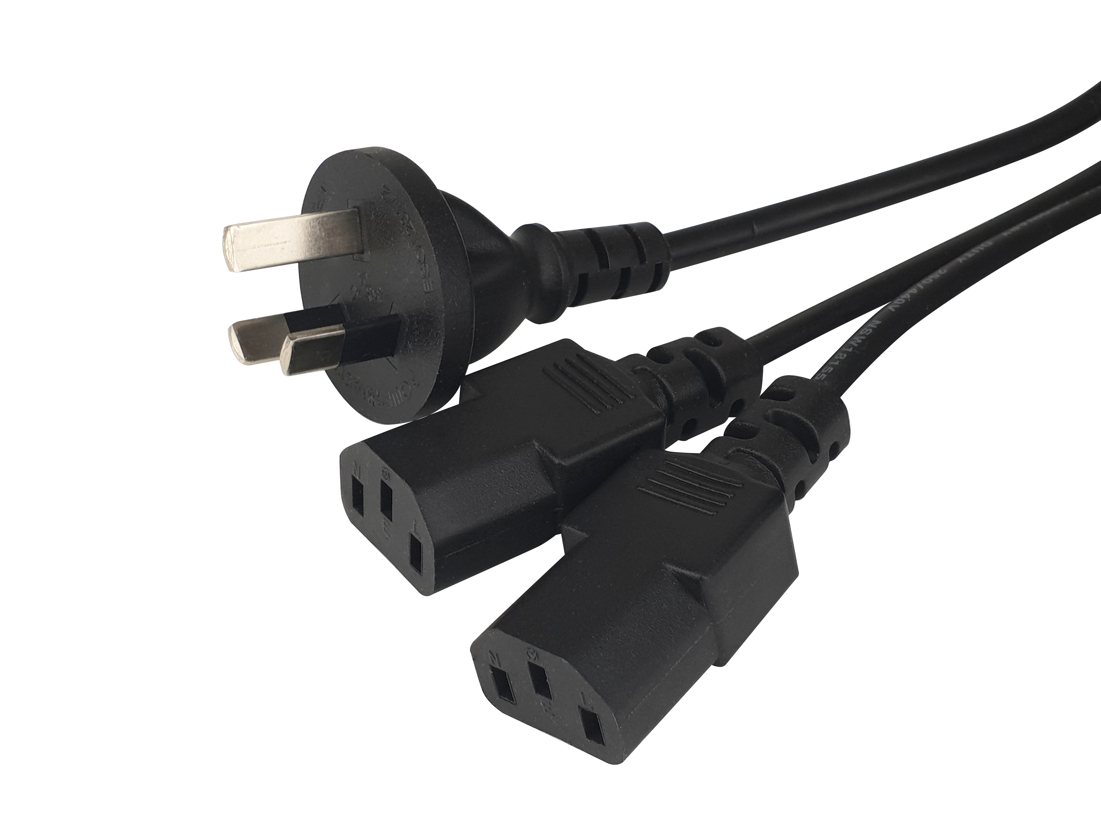 2 x IEC-C13 Y-Cord To Mains Power Cord 0.5m + 2 x 1.5m