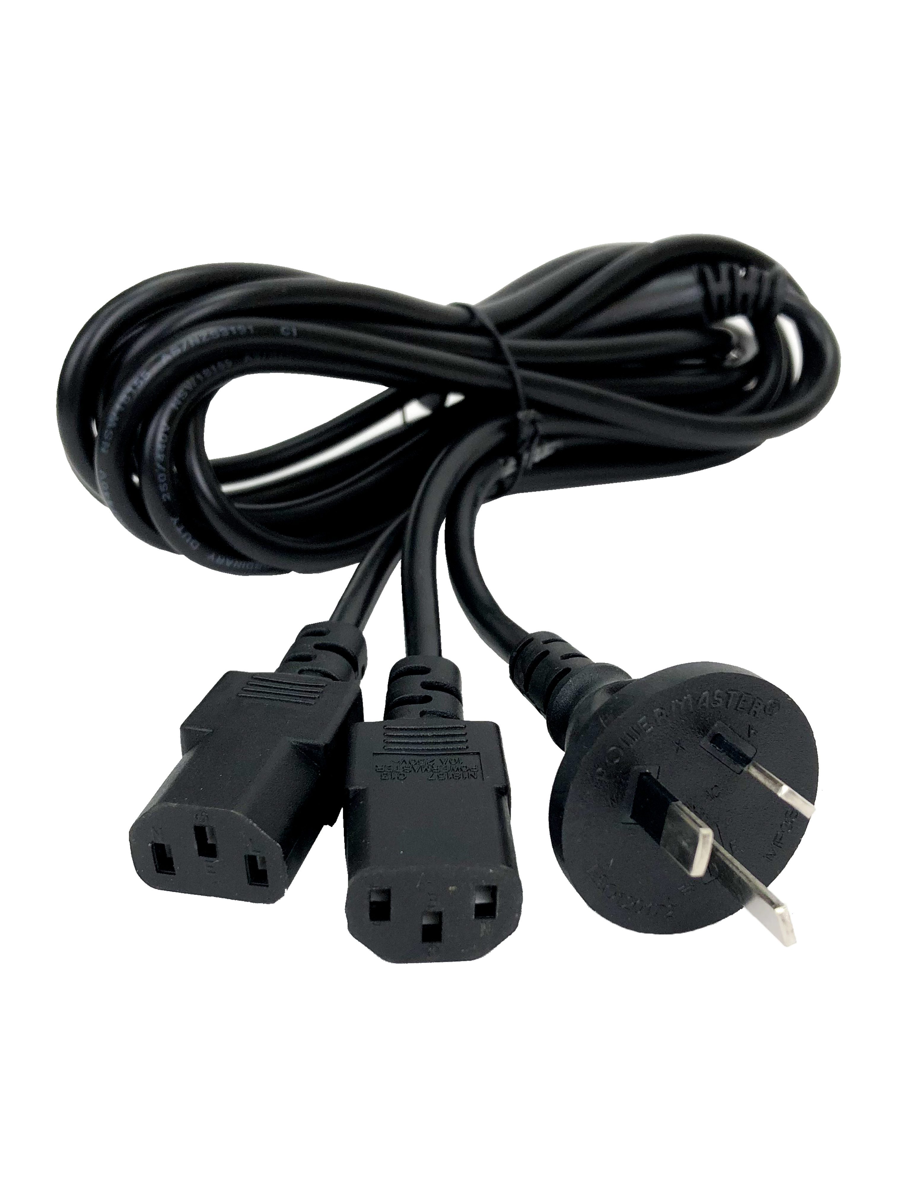 2 x IEC-C13 Y-Cord To Mains Power Cord 0.5m + 2 x 1.5m