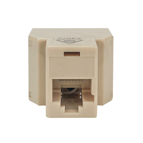 A direct front-on view of the 3-way RJ45 coupler.