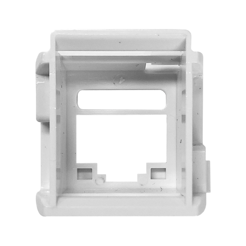A view of the rear of the white bezel adaptor.