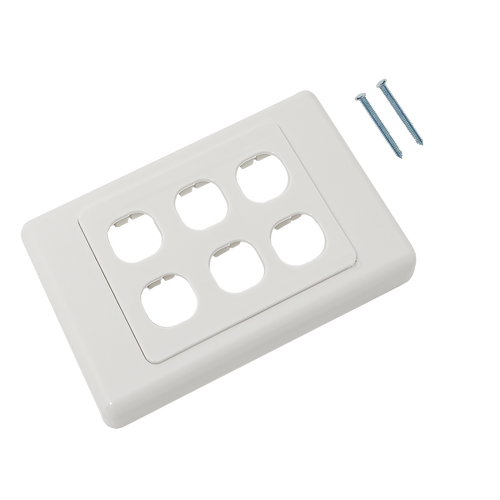  side profile view of the 6-port wall plate.