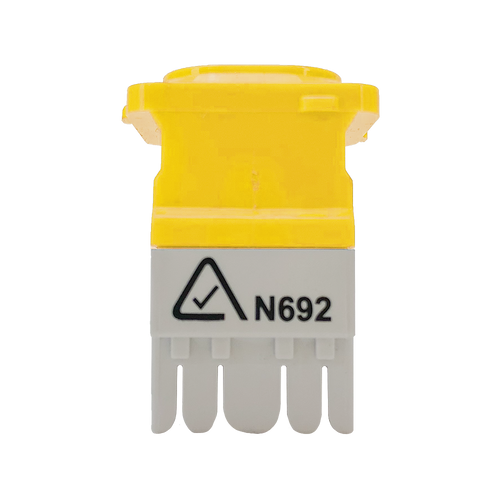 A front view showing the height of the yellow 8P4C IDC jack.