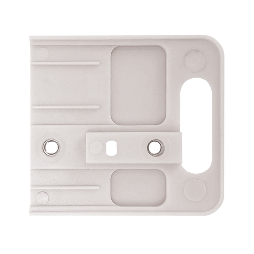 A top-down view showing the inside of the white stacking adaptor.