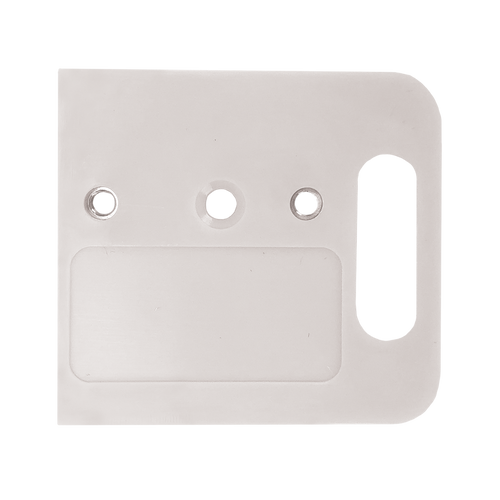 A top-down view of the white telephone socket stacking adaptor.