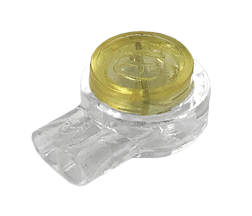 A detailed close-up side view of a 2-wire waterproof gel-filled splice connector.