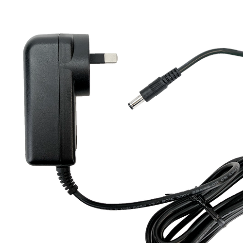 Top-down profile view of the 5V 2A wall power adaptor, showing the output cord.