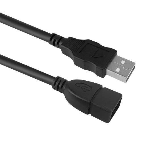 An angled side view of the 2m USB-A male-to-female extension cable.