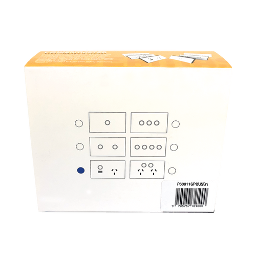 The single gang USB power point in its professional retail packaging.