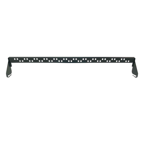 A front view of the black metal support bar, showing its height and mounting shape.