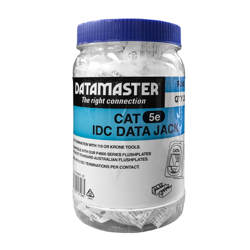The convenient datamaster jar containing 20 white Cat5e data jacks.