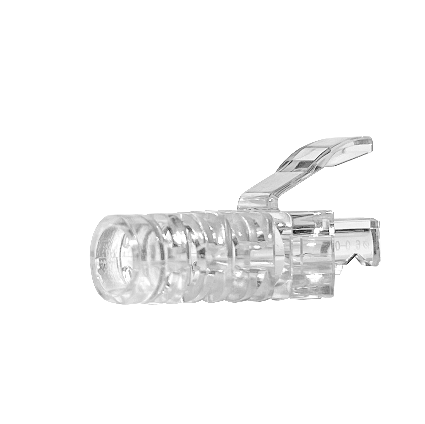 A front-facing view of the clear RJ45 boot.