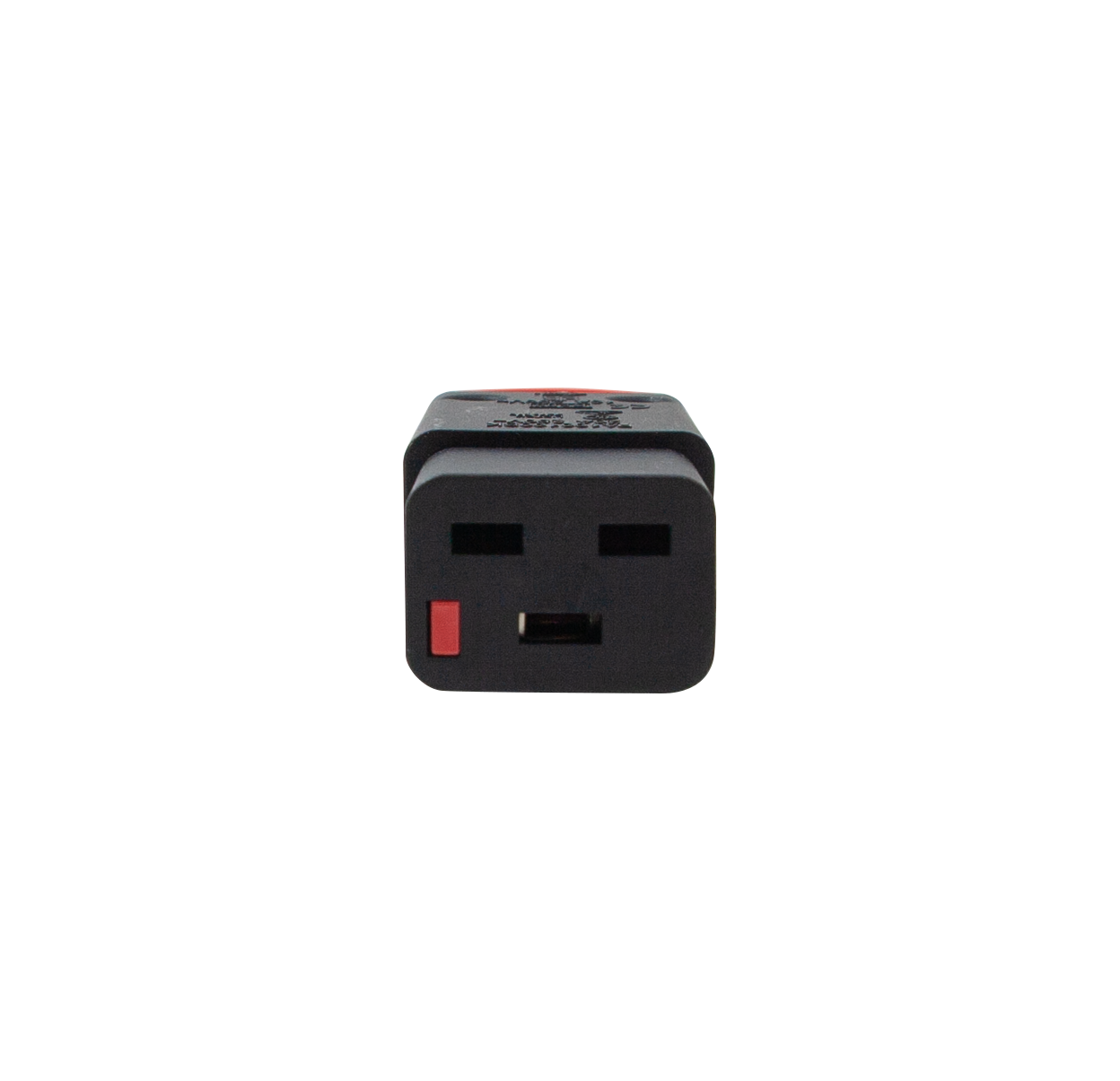 Front view of the high-current C19L+ rewireable connector showing the large female socket face