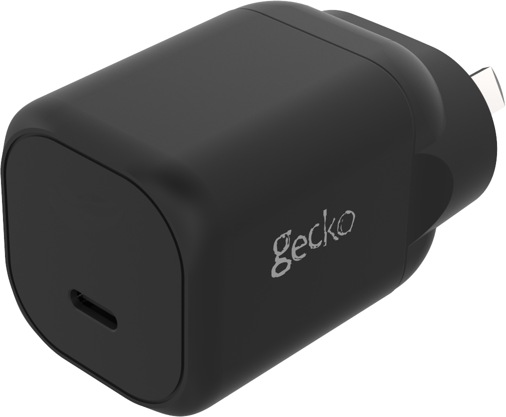 Right side view of the black 30W GaN single USB-C wall charger.