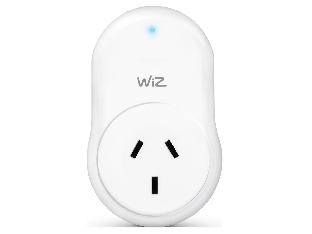 WiZ Smart Plug, front view showing Australian three pin outlet