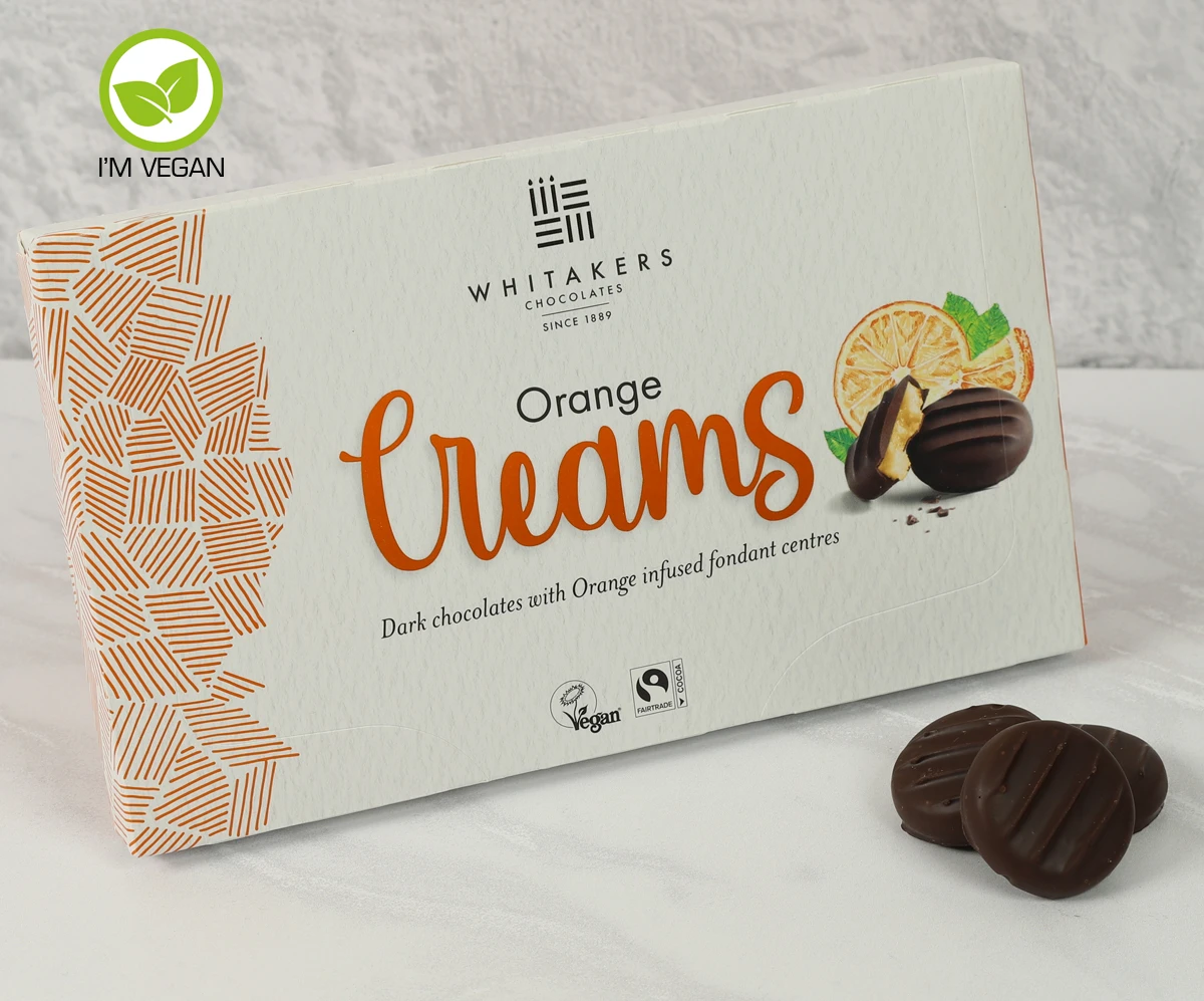 5094 Dark Chocolate Orange Creams from Whitakers of Skipton - Suitable for Vegans