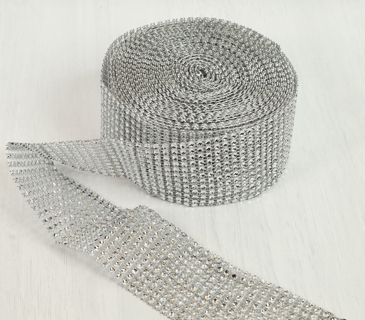 Silver diamante Ribbon 60mm wide