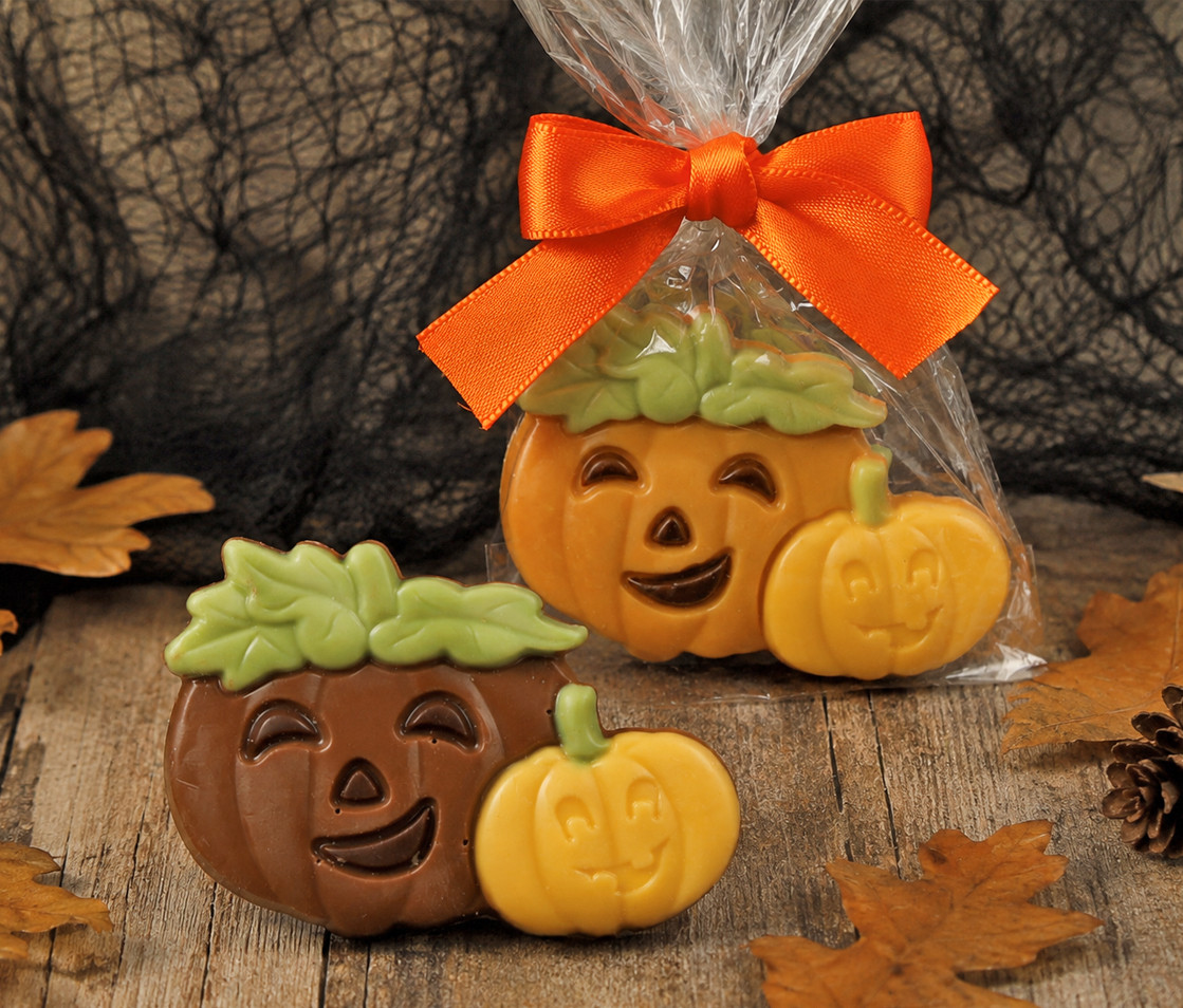 Solid Chocolate Pumpkin Duo. 2 Milk Chocolate Pumpkins