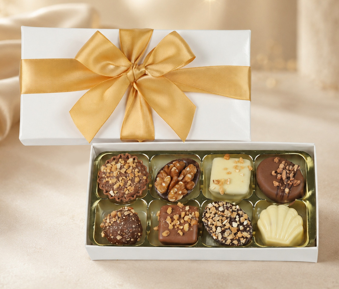 7537 Nutty Assortment - 8 Luxury nutty pralines filled Chocolates