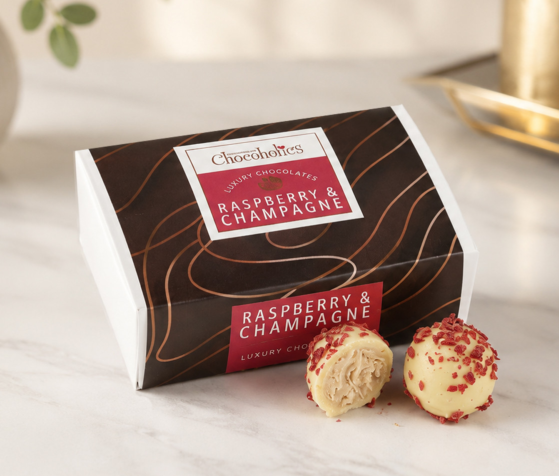 2154 Raspberry & Champagne Chocolate truffles 6 Pack SV