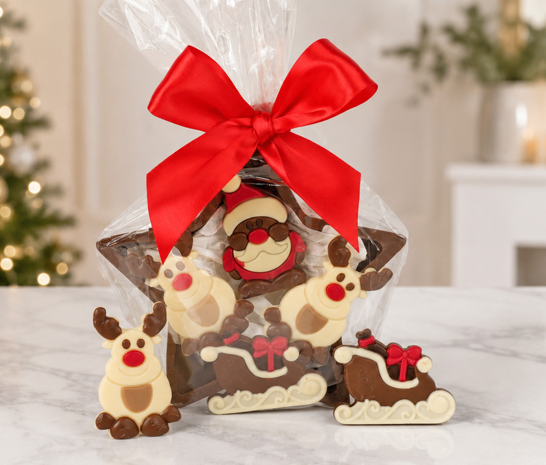 Reindeer, Santa & Sleigh Milk Chocolate Star