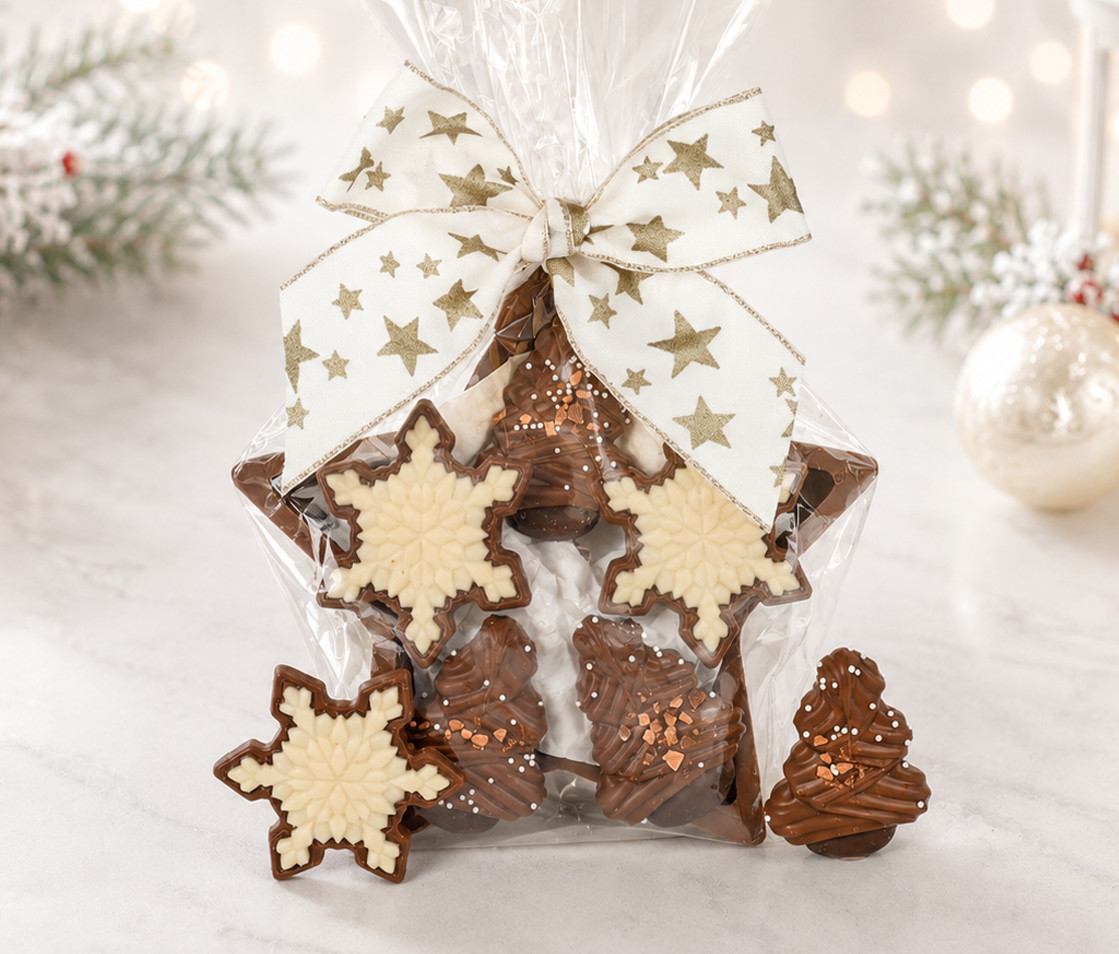 1024 Snowflake and Christmas Tree Filled Chocolate Star