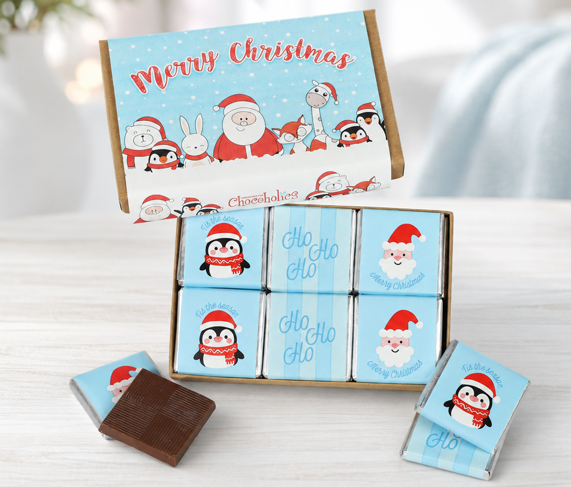 2760 Santa & Friends Chocolate Squares in Kraft Gift Box
