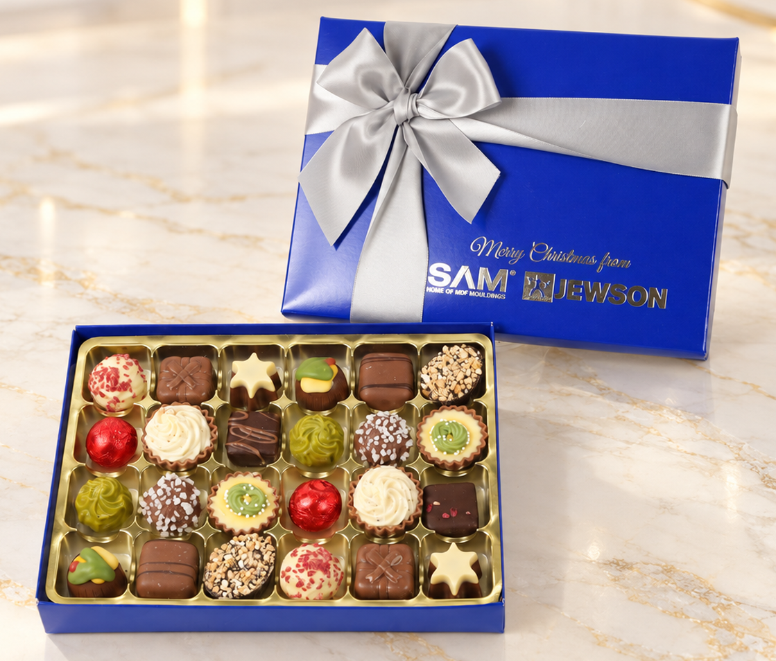 Corporate Gift Box with 24 Luxury Chocolates & Metallic Foil Print