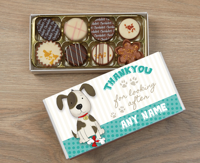 Personalised box of chocolates for a dog sitter